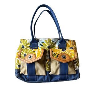Franco Sarto bold floral cotton canvas satchel bag